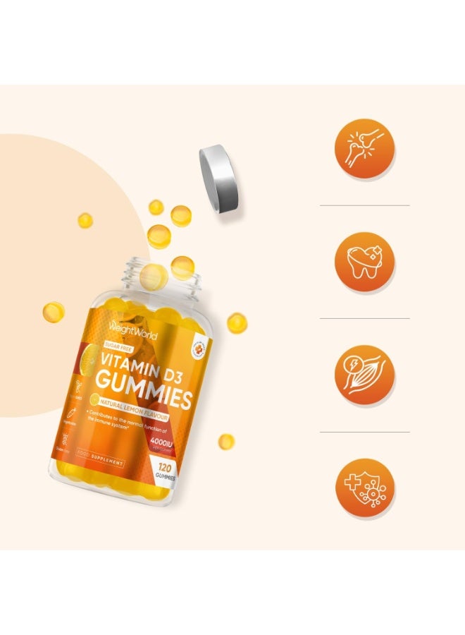 WeightWorld Vitamin D3 4000IU | 120 Vegetarian Gummies | 4 Months Supply | Natural Lemon Flavour VIT D Gummies | Sugar-Free & Gluten-Free Gummies | GMP Approved | Vitamin D Supplements - Image 3