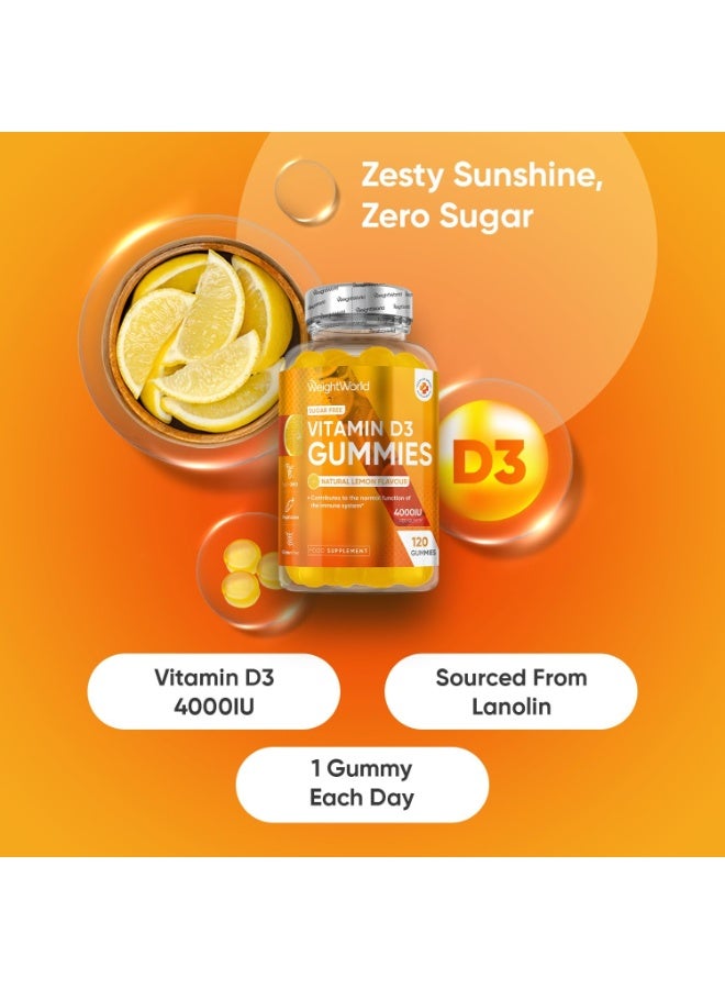 WeightWorld Vitamin D3 4000IU | 120 Vegetarian Gummies | 4 Months Supply | Natural Lemon Flavour VIT D Gummies | Sugar-Free & Gluten-Free Gummies | GMP Approved | Vitamin D Supplements - Image 2