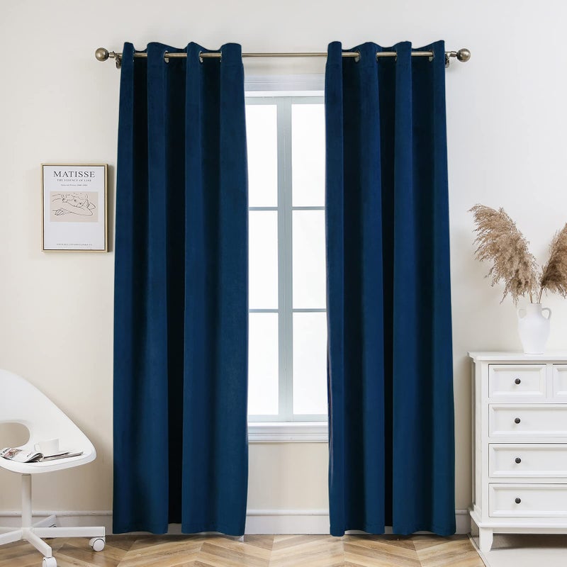 PLEASANT BOULEVARD Velvet Curtains 2 Panels Heavy Blackout Window Drapes with Grommet Thermal Insulated Darkening Curtains for Living Room Bedroom  Home Decor 52 W x 84 L Royal Blue