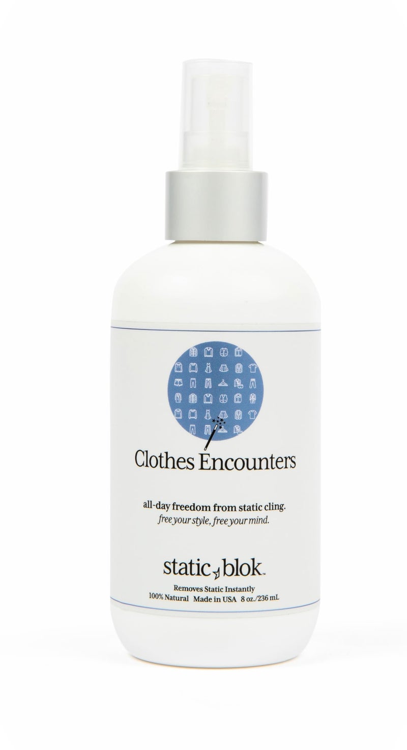 Static Blok Anti-Static Spray for Clothes - Instantly Eliminate Static Cling, Flyaways, and Shocks from Clothes, Fabrics, Linens, Blankets & Rugs- All-Natural Formula - Lasts All Day- 8oz - Image 1