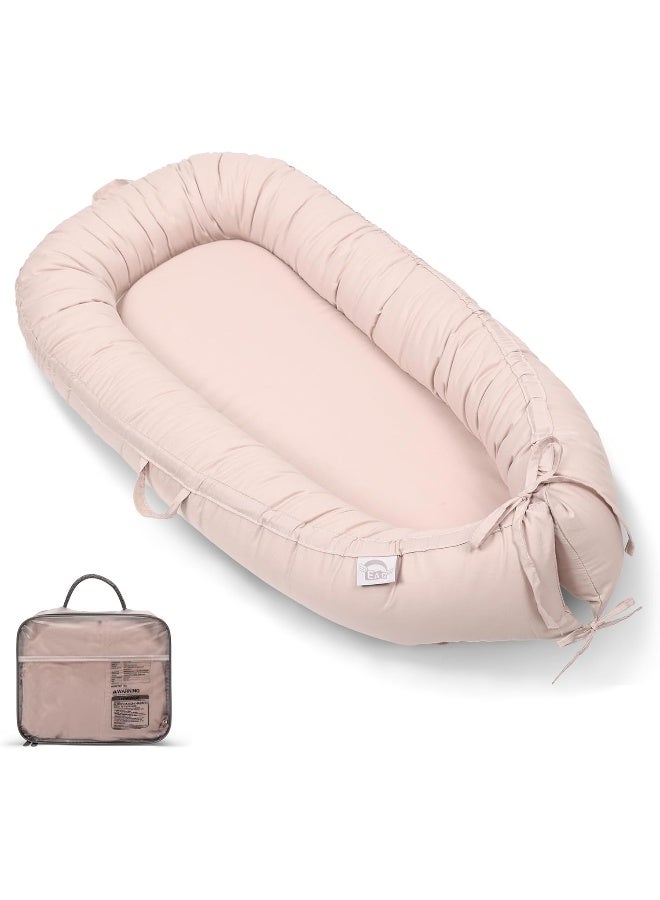 EAQ Baby Lounger, Snuggle Me Lounger, Portable Baby Nest Breathable & Soft, Organic Cotton Baby Lounger Pillow, Safe Baby Bassinet for Co-Sleeping, Nursery, Travel, Playtime - Image 1