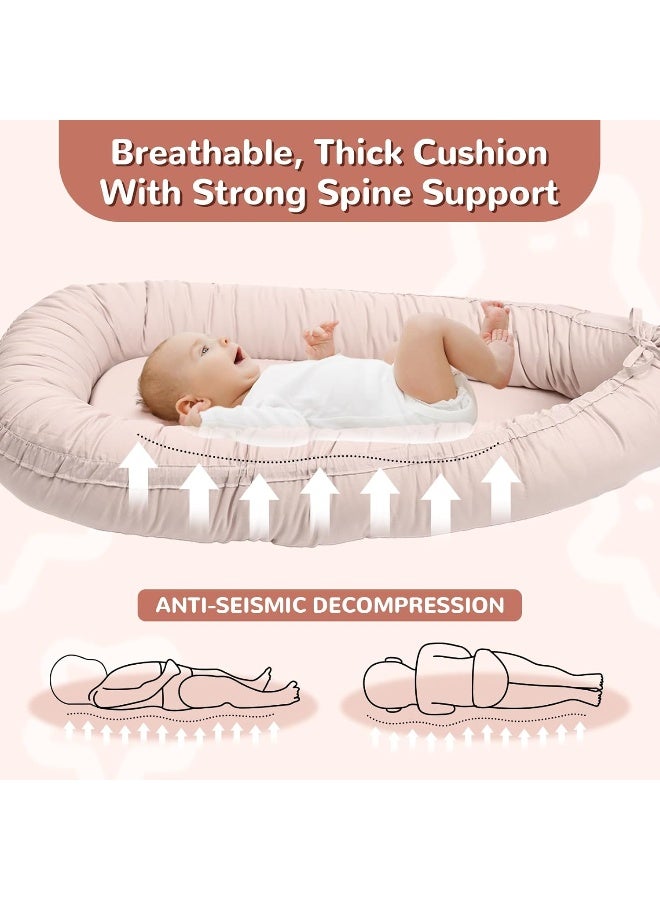 EAQ Baby Lounger, Snuggle Me Lounger, Portable Baby Nest Breathable & Soft, Organic Cotton Baby Lounger Pillow, Safe Baby Bassinet for Co-Sleeping, Nursery, Travel, Playtime - Image 4