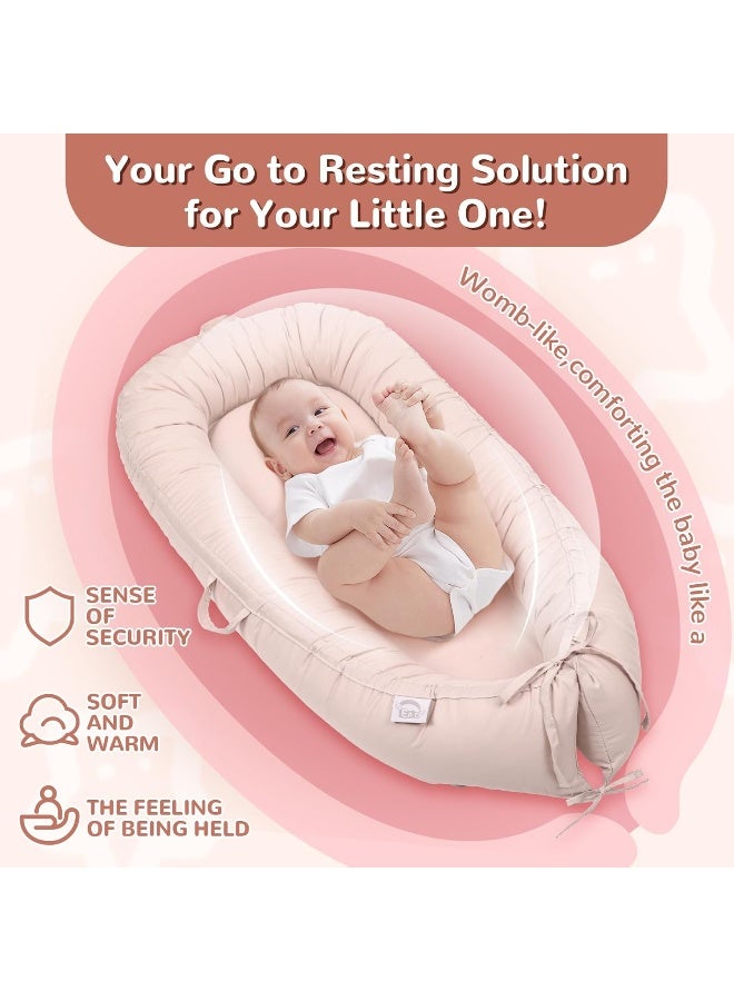 EAQ Baby Lounger, Snuggle Me Lounger, Portable Baby Nest Breathable & Soft, Organic Cotton Baby Lounger Pillow, Safe Baby Bassinet for Co-Sleeping, Nursery, Travel, Playtime - Image 2