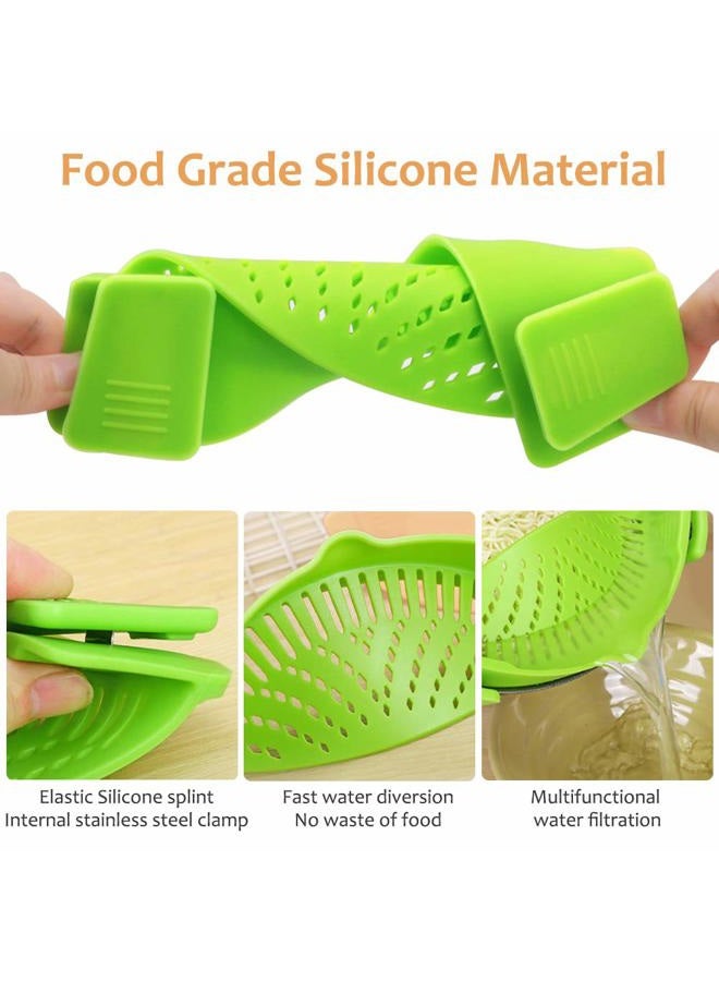 YEVIOR Clip on Strainer for Pots Pan Pasta, Silicone Food Strainer Hands-Free Pan Strainer, Clip-on Kitchen Food Strainer for Spaghetti, Pasta, Ground Beef Fits All Bowls and Pots (Green) - Image 3