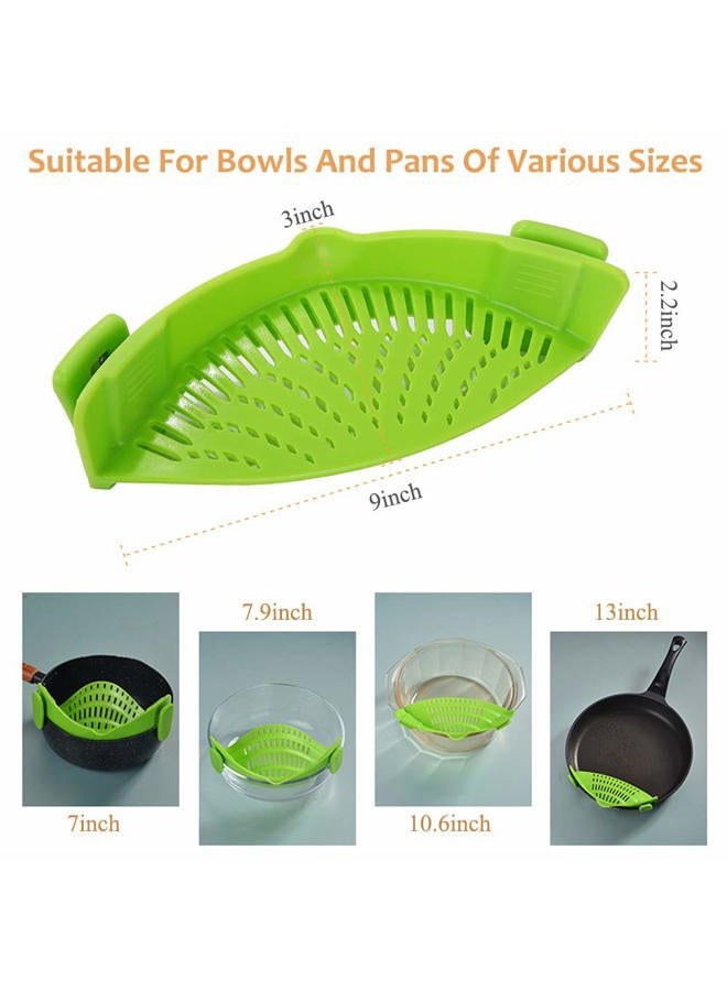 YEVIOR Clip on Strainer for Pots Pan Pasta, Silicone Food Strainer Hands-Free Pan Strainer, Clip-on Kitchen Food Strainer for Spaghetti, Pasta, Ground Beef Fits All Bowls and Pots (Green) - Image 5
