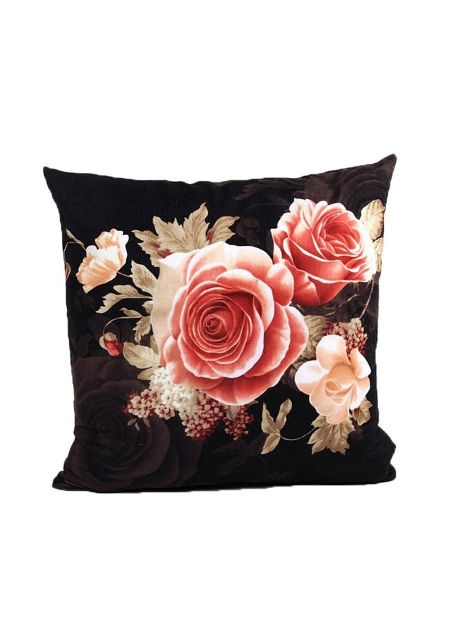 Loquat Rose Printed Decorative Pillow Case Black 