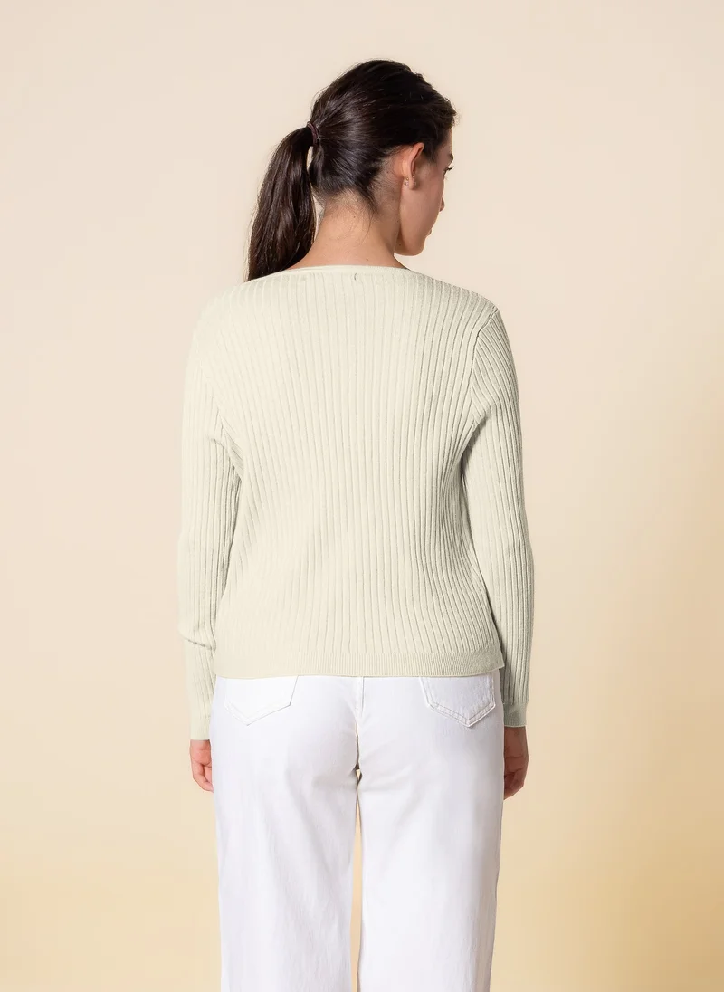 SHAPES DETAILED KNIT LONG SLEEVE TOP