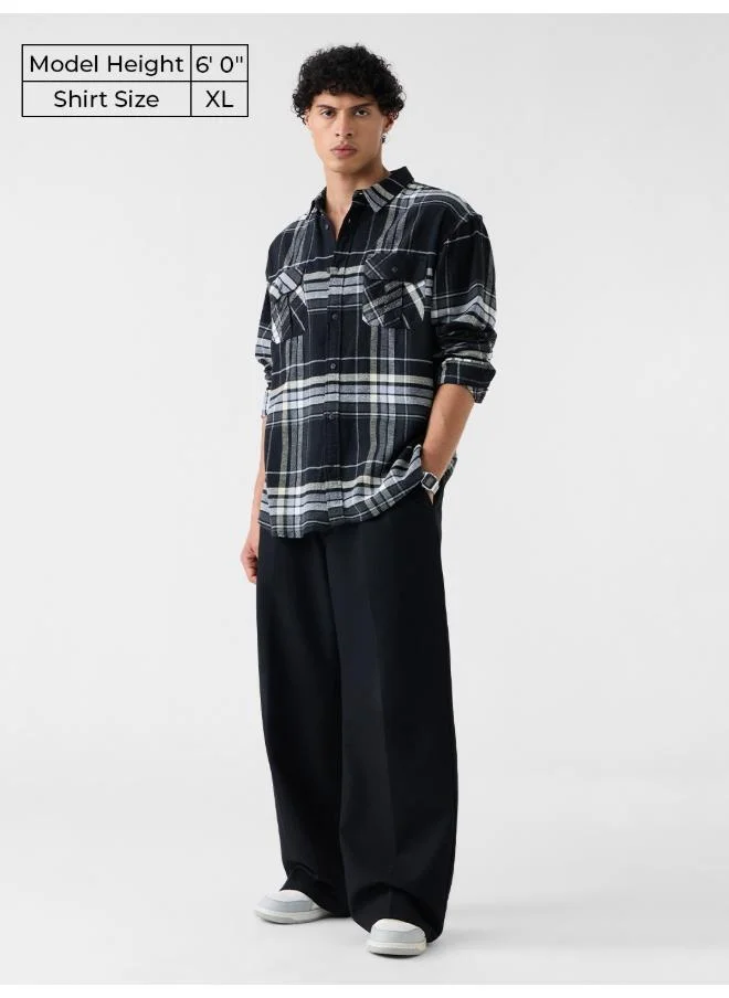 The Souled Store The Souled Store Men Plaid Steel Black Relaxed Fit Shirts