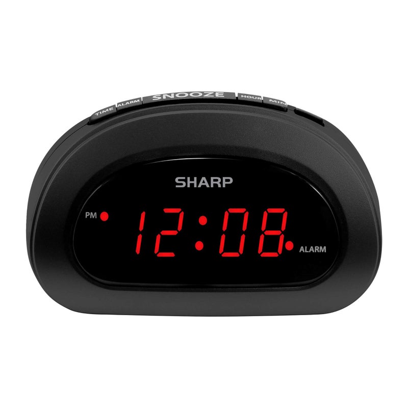 Sharp Small, Space-Saving Digital Alarm Clock â€“ Compact Bedside Clock with Large Red LED Display, Easy Top Button Controls, Snooze, and Battery Backup â€“ Perfect for Bedroom, Dorm, or Travel - Image 1