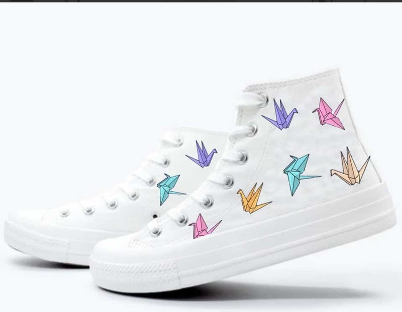 Amazoon Desing Amazon Design Colorful Origami Printed Sneaker Kids Sports Shoes  - Image 1