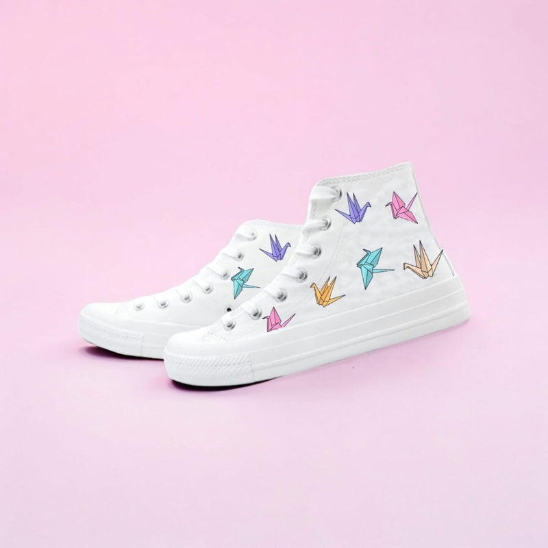Amazoon Desing Amazon Design Colorful Origami Printed Sneaker Kids Sports Shoes  - Image 3