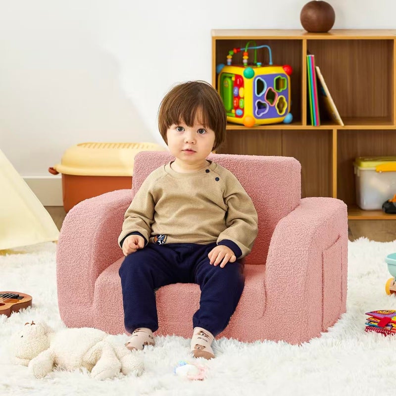 MuaMelop Toddler Couch, 2-in-1 Toddler Chairs Comfy 1-3 Years Old, Toddler Chair for Girls and Boys, Kids Couch Bed Fold Out, Convertible Baby Sofa to Lounge Chair for Playing, Reading, Napping, Pink - Image 2