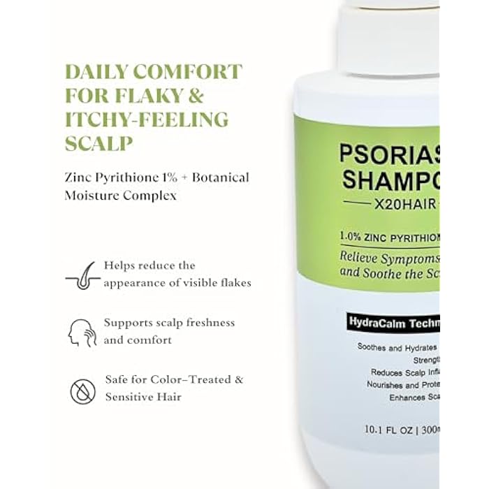 Psoriasis Shampoo for Men & Women 1% Zinc Pyrithione for Itchy, Flaky Scalp | Hydrating Daily Scalp Care with Aloe,Hyaluronic Acid & Botanical Extracts | Hydrating Dandruff Formula - Image 2