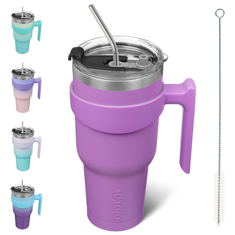 BJPKPK BJPKPK Tumbler With Handle 40 oz Stainless Steel Tumbler With Lid And Straw Insulated Coffee CupsLavender