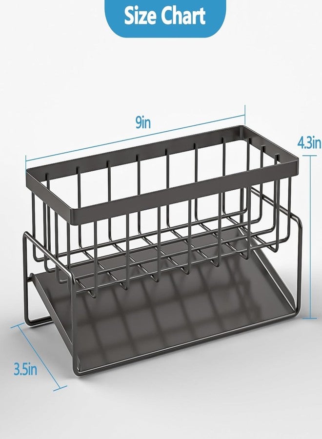 TASMAX plastic Kitchen Rack Stand Sink Sponge Organizers Rack For Sinks Tools Storage Organizer Items Soap Dish Accessories Soap Brush Wash Holder Bathroom Rack Dispenser, Black - Image 2