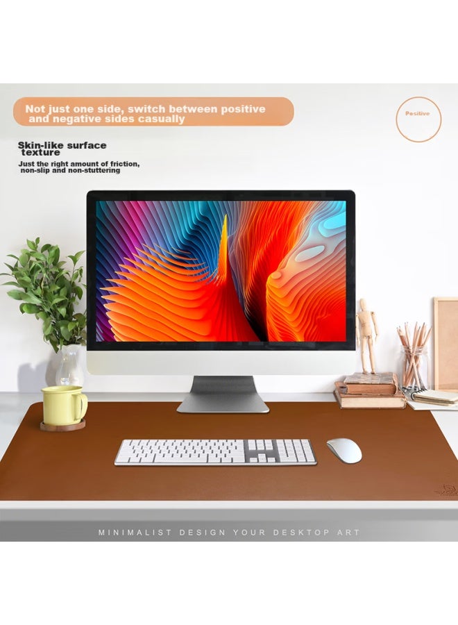 Exco 1.2-meter Extra Large Waterproof Mouse Pad, Computer Office Keyboard Desk Mat, Pu Leather Non-slip Flocked Surface Study Writing Desk Mat, Tea Color 9210 - Image 2