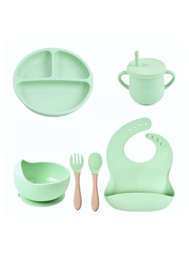 Silicone Baby Weaning Feeding Set 6 Pieces, Baby Toddler Dish Set, Baby Led Weaning Supplies Set, Divided Plate, Suction Bowl, Baby, Spoon, Fork, Sippy Cup, BPA-Free, Easy to Clean
