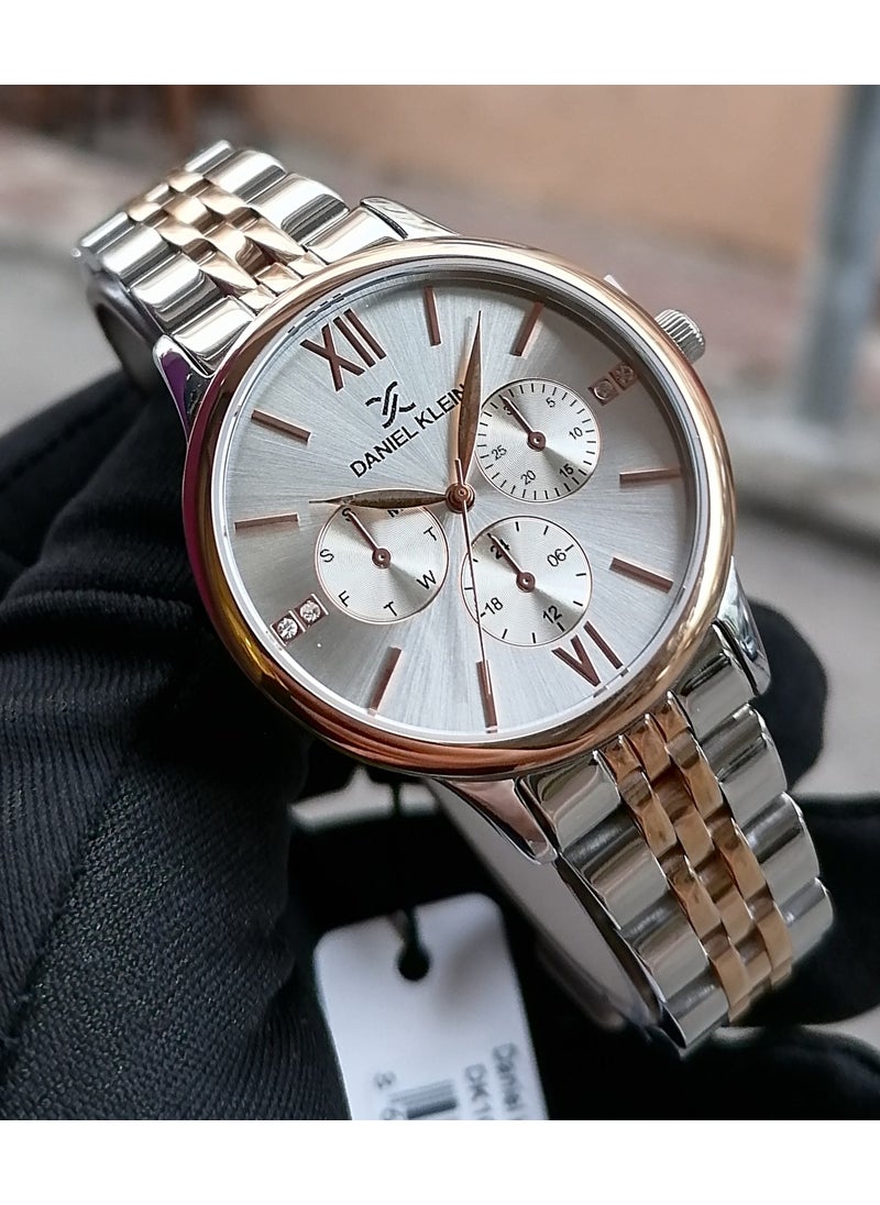 DANIEL KLEIN Silver Rose Steel Strap Women's Wristwatch Waterproof  - Image 1