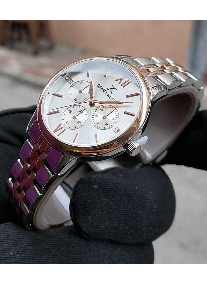 DANIEL KLEIN Silver Rose Steel Strap Women's Wristwatch Waterproof  - Image 2