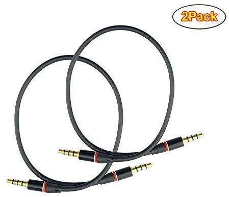 Seadream 2Pack 10 inch 4-Pole 3.5mm Male to 3.5mm Male Stereo Audio Cable Headset Extension Cable for Beats Dr. Dre Studio iPhone,M to M Audio Cable (2Pack Male to Male Black) - Image 2
