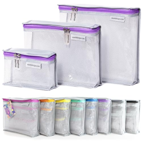 MUMI Travel Toiletry Bag Set of 3 – Clear TSA Approved Toiletry Bags for Women – Reusable Water-Resistant Makeup Organizer Pouches for Skincare, Cosmetics, Travel Accessories, Airport Packing - Purple - Image 1