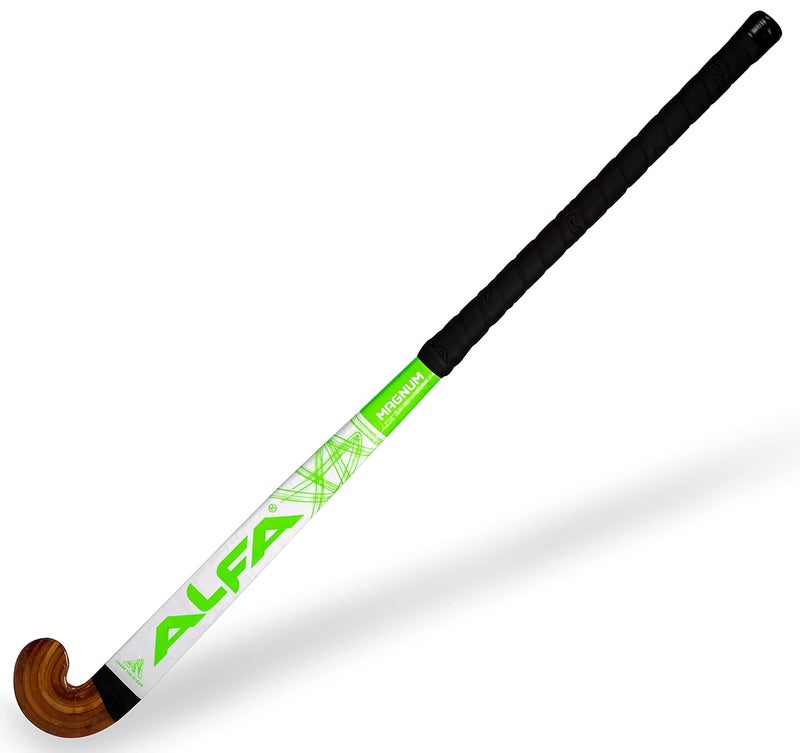 ALFA Magnum Wooden Hockey Stick with Sticker Finish (37, White/Green) - Image 4