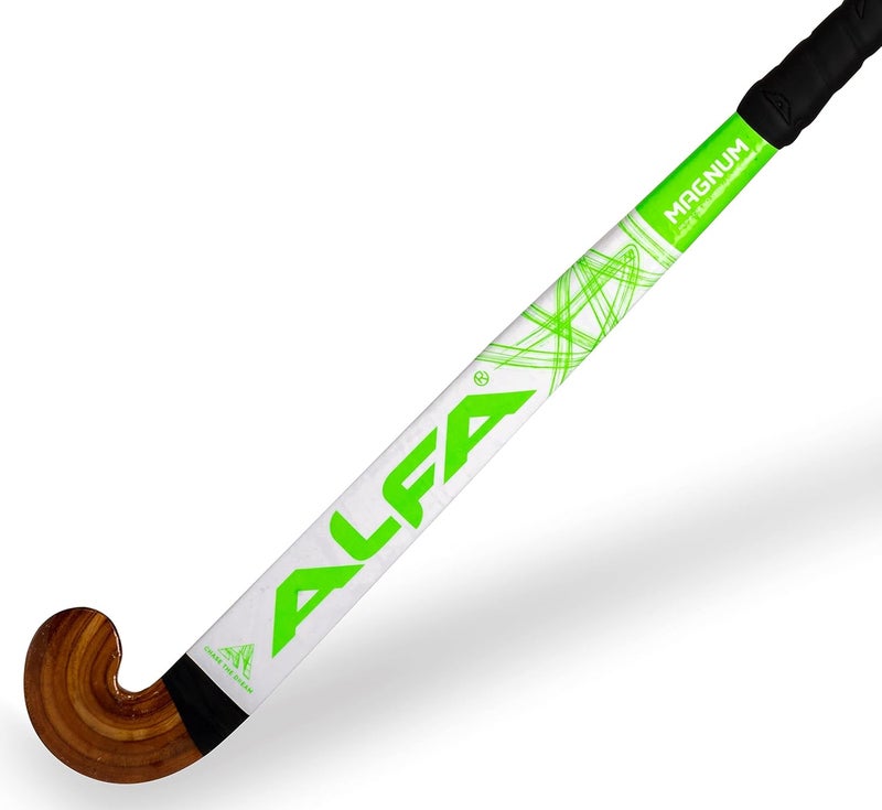 ALFA Magnum Wooden Hockey Stick with Sticker Finish (37, White/Green) - Image 2