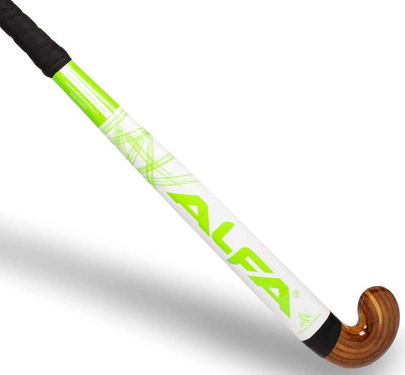 ALFA Magnum Wooden Hockey Stick with Sticker Finish (37, White/Green) - Image 1