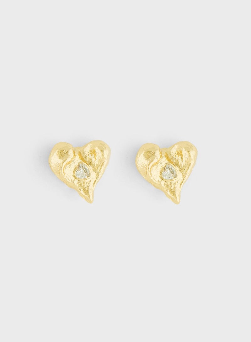 Ginger Diamante Heart Earrings  - Image 1