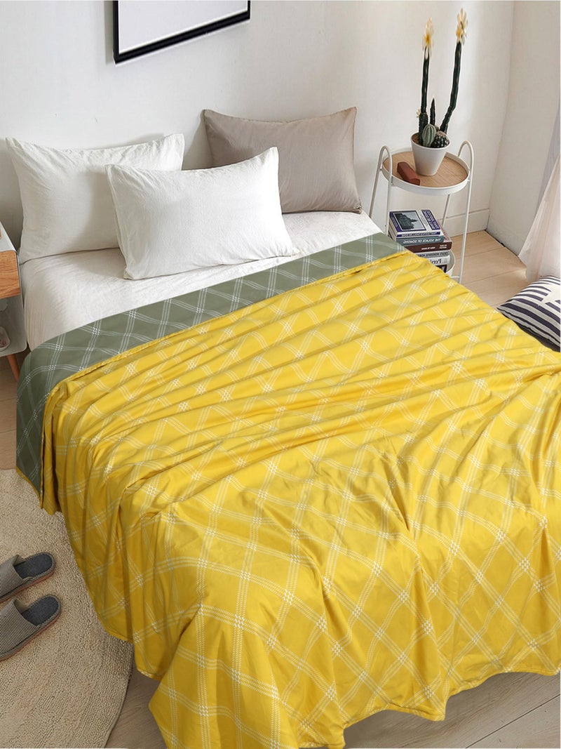 RD TREND® Glace Cotton Reversible Dohar for Single Bed (60x90 Inch) | Soft AC Blanket for Summer & Winter | Lightweight Comforter for All Seasons |Yellow & Green - Image 2