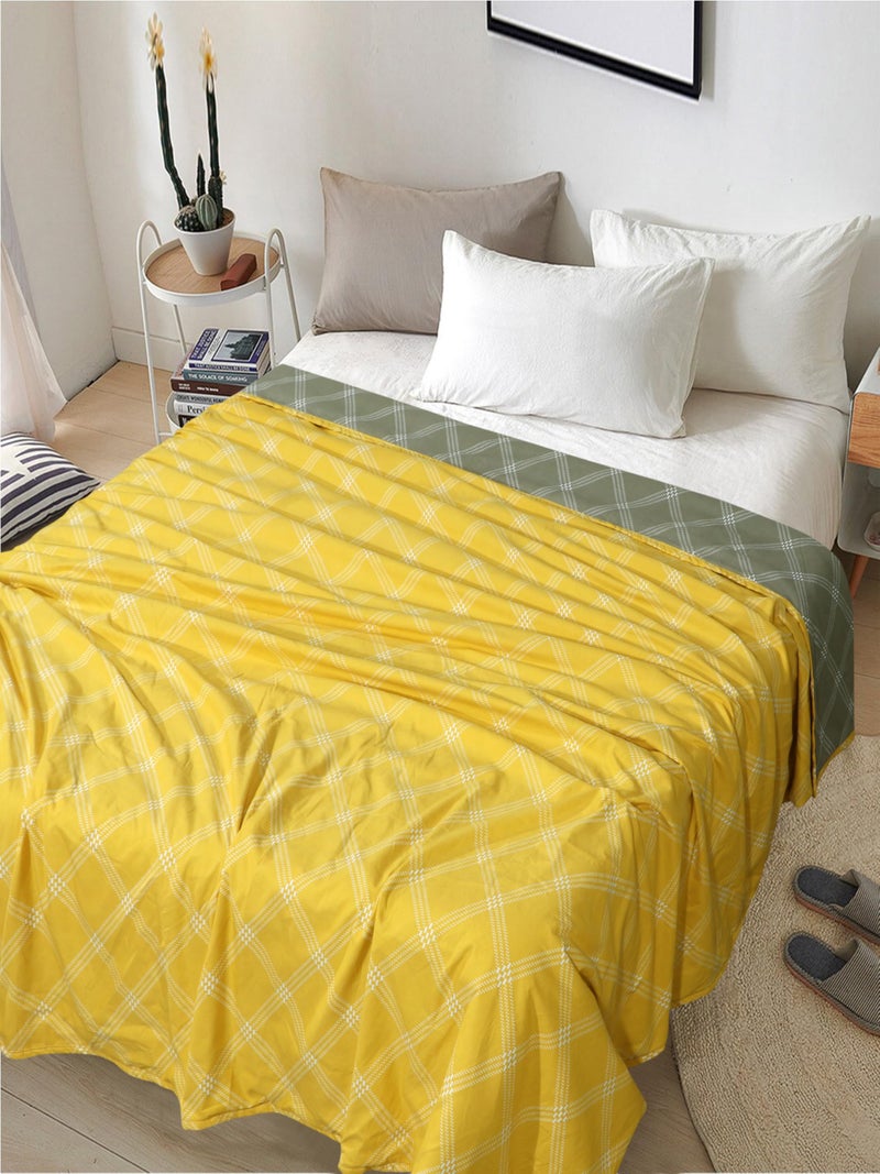 RD TREND® Glace Cotton Reversible Dohar for Single Bed (60x90 Inch) | Soft AC Blanket for Summer & Winter | Lightweight Comforter for All Seasons |Yellow & Green - Image 4