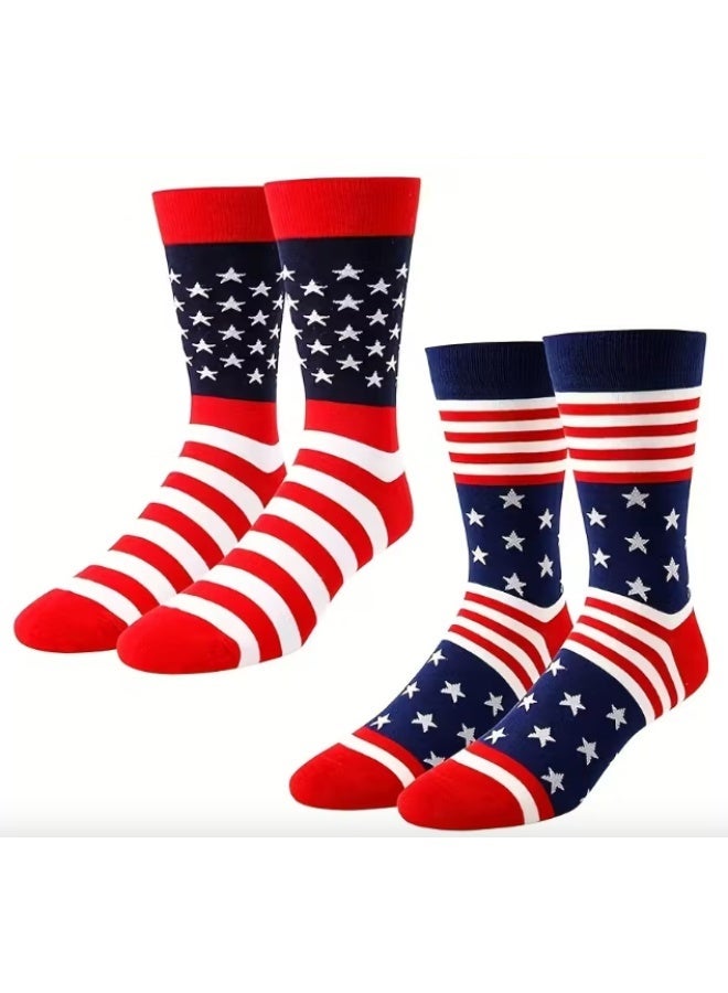 ٤ أزواج من الجوارب بطول الكاحل بتصميم العلم الأمريكي للجنسين – قابلة للتهوية ومريحة للاستخدام طوال المواسم - Image 3