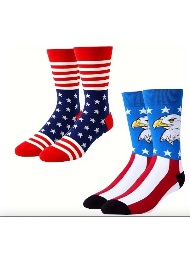 ٤ أزواج من الجوارب بطول الكاحل بتصميم العلم الأمريكي للجنسين – قابلة للتهوية ومريحة للاستخدام طوال المواسم - Image 2