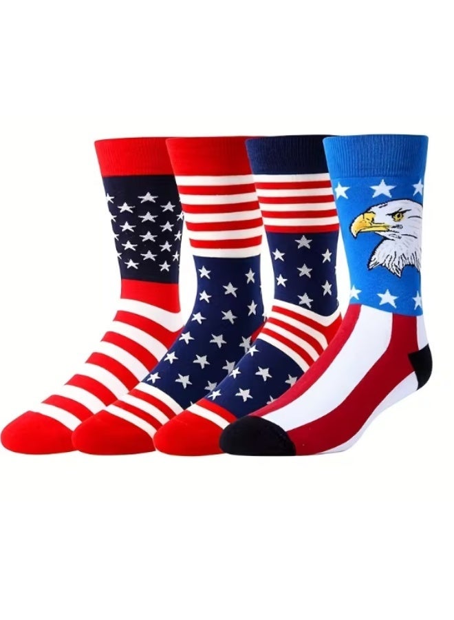 ٤ أزواج من الجوارب بطول الكاحل بتصميم العلم الأمريكي للجنسين – قابلة للتهوية ومريحة للاستخدام طوال المواسم - Image 1