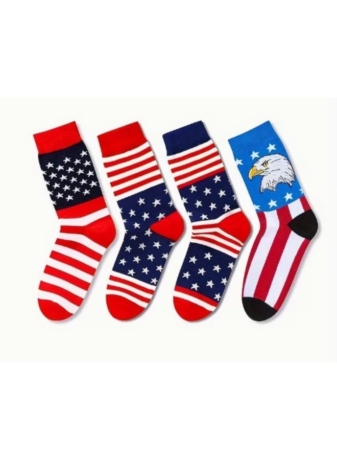 ٤ أزواج من الجوارب بطول الكاحل بتصميم العلم الأمريكي للجنسين – قابلة للتهوية ومريحة للاستخدام طوال المواسم - Image 4