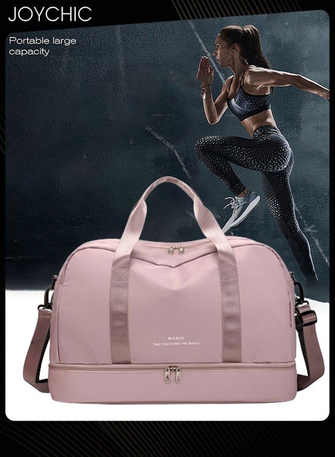 جوي شيك Women Lightweight Travel Garment Bags Large Capacity Wear-resistant Sport Training Handbag with Dry and Wet Pocket  Shoes Compartment for Yoga Fitness Outdoor Pink - Image 1