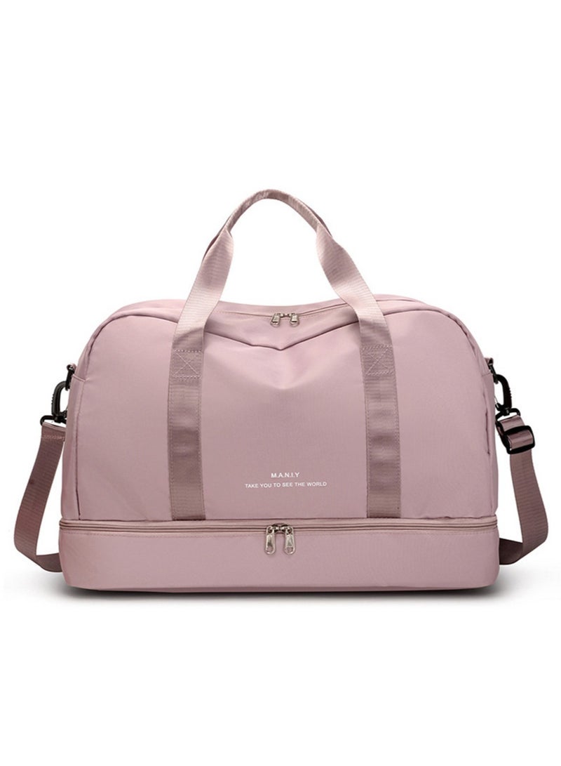 جوي شيك Women Lightweight Travel Garment Bags Large Capacity Wear-resistant Sport Training Handbag with Dry and Wet Pocket  Shoes Compartment for Yoga Fitness Outdoor Pink - Image 3