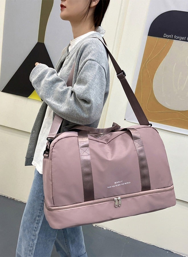 جوي شيك Women Lightweight Travel Garment Bags Large Capacity Wear-resistant Sport Training Handbag with Dry and Wet Pocket  Shoes Compartment for Yoga Fitness Outdoor Pink - Image 2