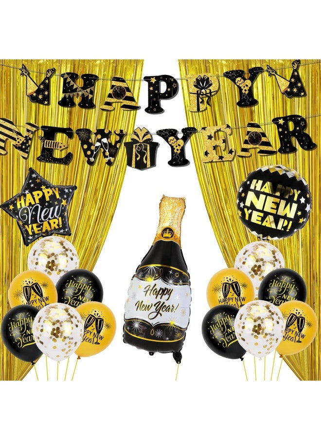 Happy New Year Party Decoration Supplies Happy New Year Banner Foil Balloons Latex Balloons Gold Foil Fringe Curtain New Years Eve Party Decorations Set Photography Background Black And Gold - pzsku/Z0C77B13AF0569A84F121Z/45/_/1720088165/caa13265-fa84-4c67-9414-d7239dccd89e