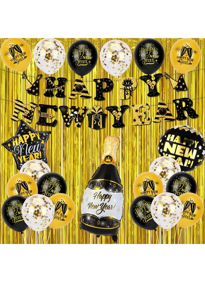 Happy New Year Party Decoration Supplies Happy New Year Banner Foil Balloons Latex Balloons Gold Foil Fringe Curtain New Years Eve Party Decorations Set Photography Background Black And Gold - pzsku/Z0C77B13AF0569A84F121Z/45/_/1720088167/f55764d5-8295-4910-ac6a-7d08f2329cef