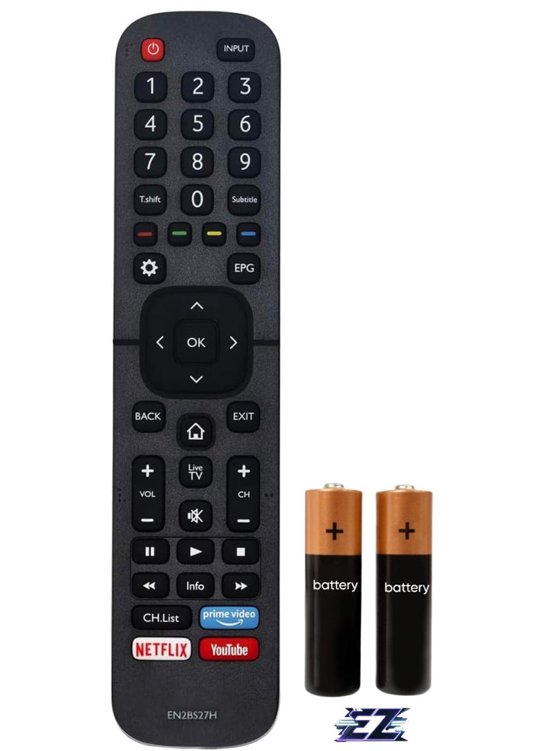 ELTRAZONE Replacement Remote Control EN2BS27H EN2BS27 Compatible with Hisense TV 43R6 50R6 55R6 65R6 55R5 50R5 58R5 65R5 B7100 Q8600 B8000 Series 65B7100UW 55B77 100UW 70B7100UW 55B7100UW 43B7100UW with battery - Image 1