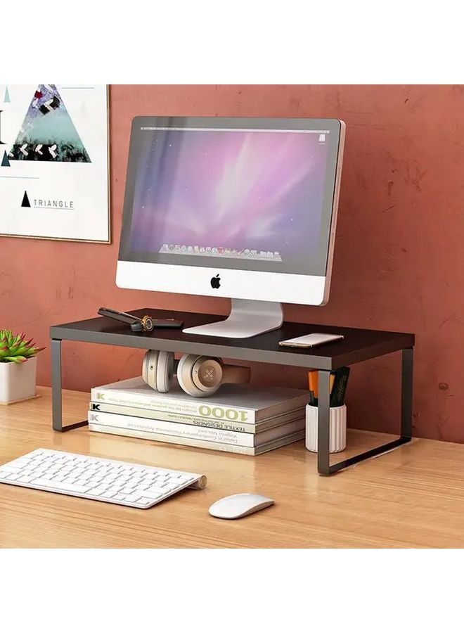 Black Monitor Stand 19 69X7 87X6 5 Inch Desktop Storage Rack For Home Office - Image 1
