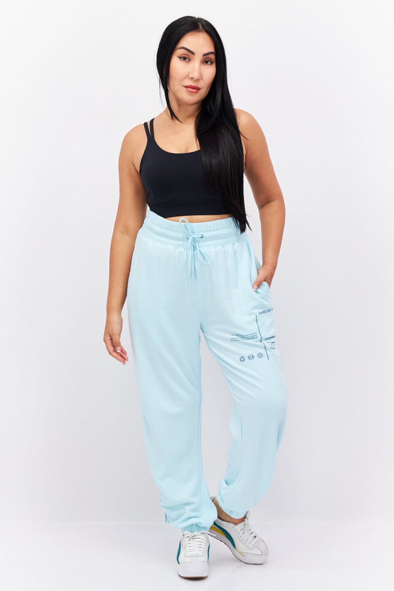 TRIBE OF 6 Women Regular Fit Brand Logo Sweatpants, Turquoise - Image 4
