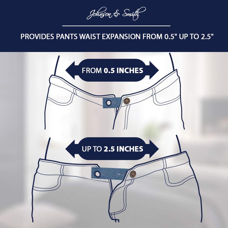 Johnson Smith Waistband Extenders by Johnson & Smith | Button Extender for Pants | Denim Material | Pack of 5 Shades | Premium Metal Buttons | 2 Button Holes | Button Extender for Jeans - Image 4