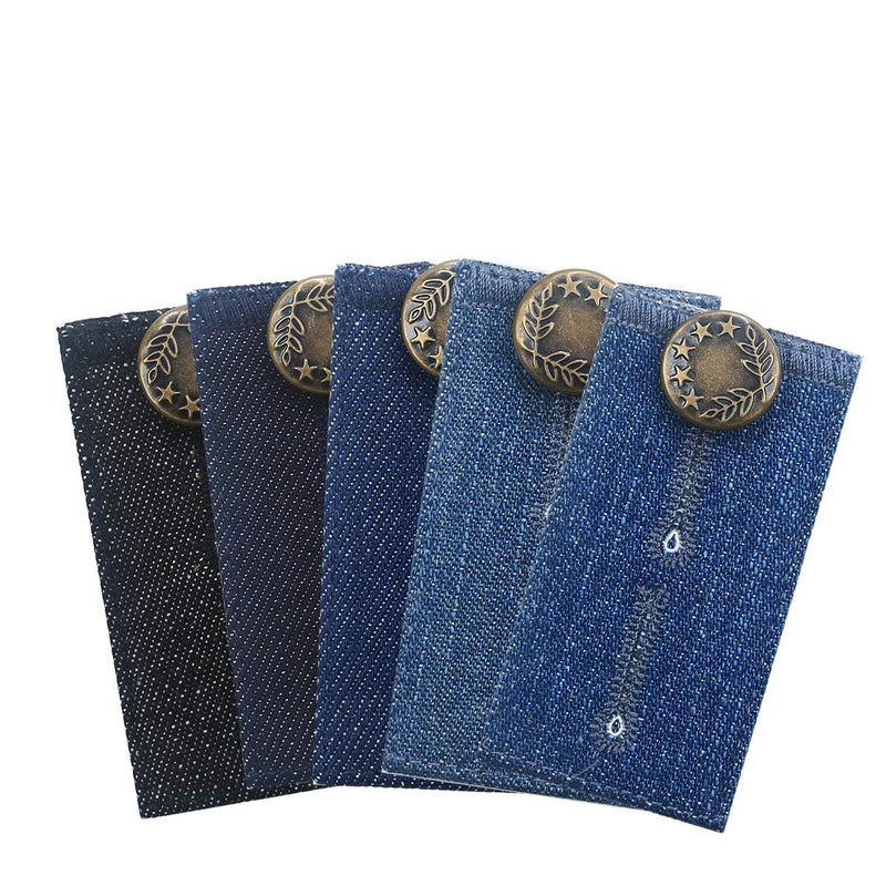 Johnson Smith Waistband Extenders by Johnson & Smith | Button Extender for Pants | Denim Material | Pack of 5 Shades | Premium Metal Buttons | 2 Button Holes | Button Extender for Jeans - Image 1