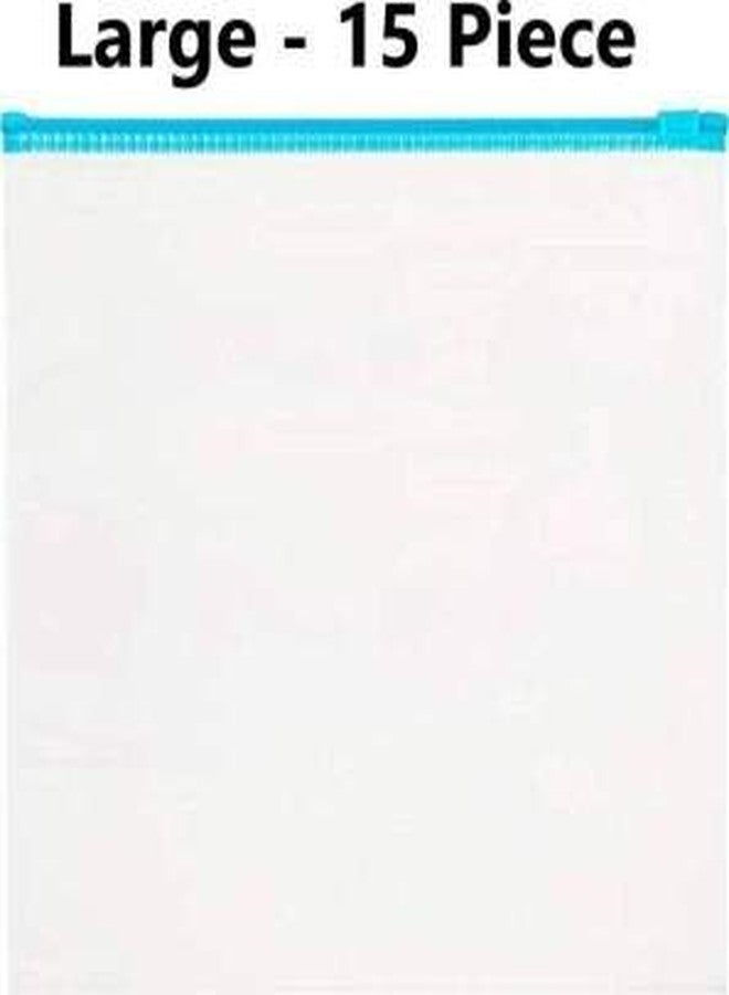 INKulture Zipper Seal Freezer Food/Vegetable/Fruit Storage Re-Usable Bags Large & Medium 30 Bags Plastic Storage Pouch (Pack of 30)( Clear) - Image 2