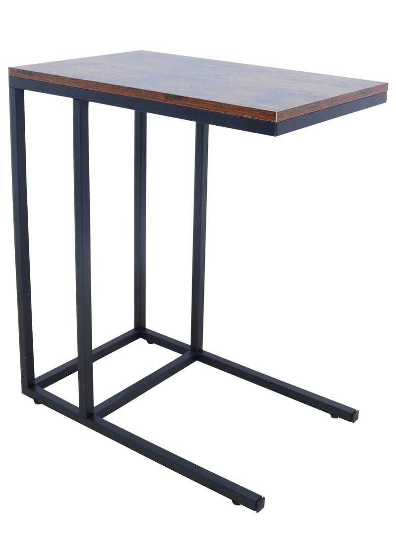 Panax Side Table, C Shaped End Table for Couch, Sofa and Bed, Large Desktop C Table for Living Room, Bedroom (Rustic Brown) - Image 1