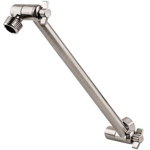 Hotel Spa 11" Solid Brass Adjustable Shower Arm with Lock Joint, Brushed Nickel, 2-Foot Range, Universal Connection - Image 2