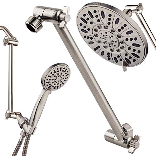 Hotel Spa 11" Solid Brass Adjustable Shower Arm with Lock Joint, Brushed Nickel, 2-Foot Range, Universal Connection - Image 1