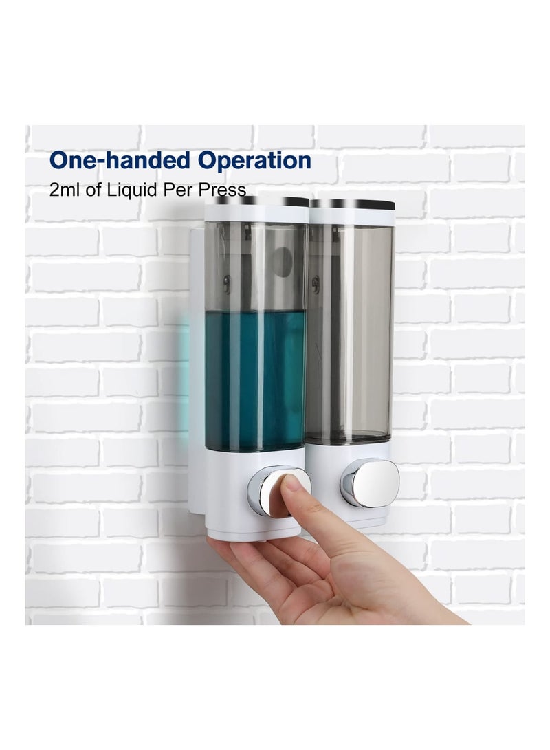 Zikra 3 قطع موزع صابون مثبت على الحائط، مجموعة موزع صابون سائل شفاف للشامبو، موزع صابون يدوي مثبت على الحائط بالغراء أو البراغي، موزع بلسم للفنادق والحمامات والمطابخ - Image 2